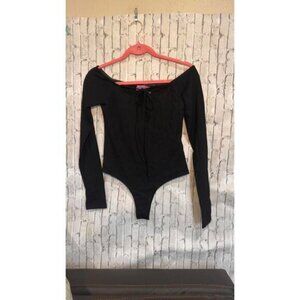 Black Y2K Long Sleeve Women's Streetwear Bodysuit